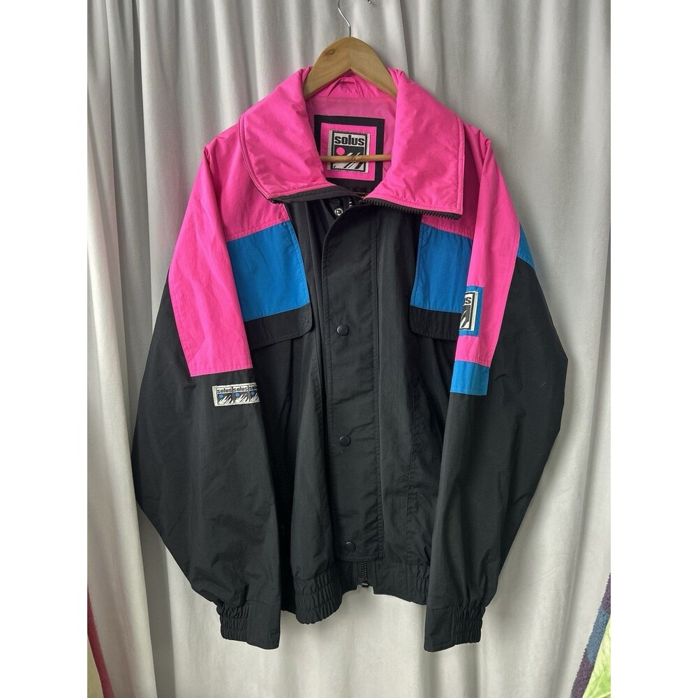Vtg 80s 90s Men’s Size XL Neon Pink Blue Black SOLUS Ski Jacket  Celtech